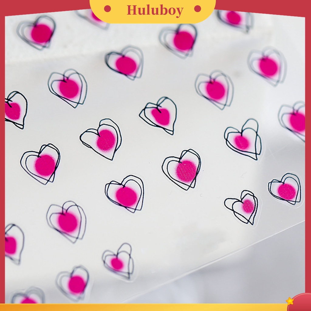 Huluboy Huluboy♡ Stiker Kuku Motif Hati 3D Warna-Warni Untuk Dekorasi Nail Art