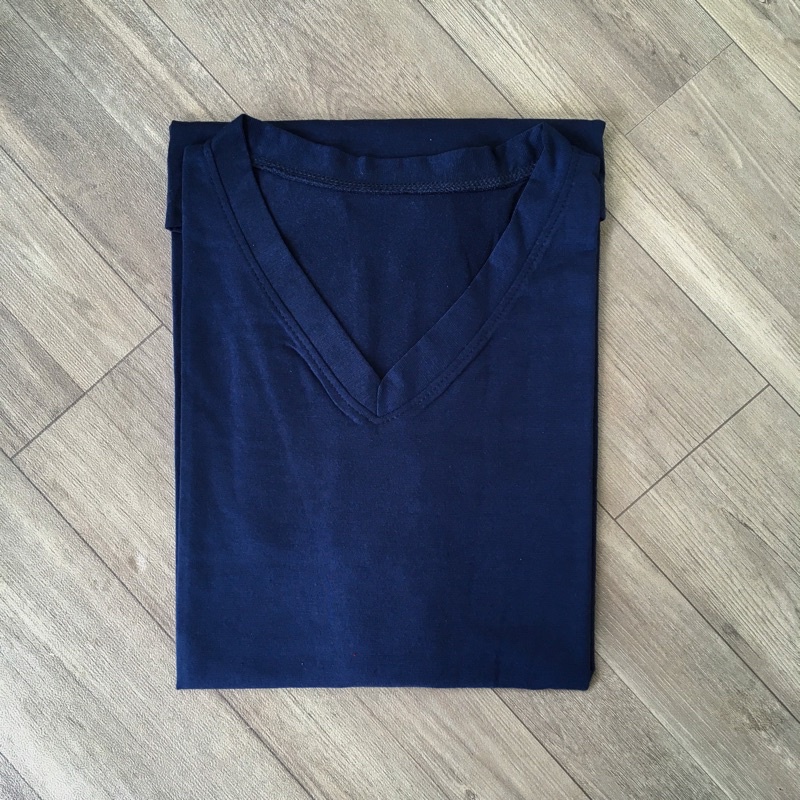 [COD] Kaos polos wanita lengan pendek Oversize Jumbo Murah V neck - by.Nyaman_Kaosan-*Pendek , Navy