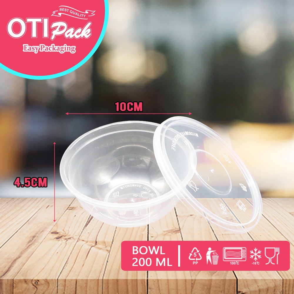 Thinwall Mangkuk Tempat Makanan 200ml / Food Container Box Anti Tumpah Tahan Frezeer OTB200