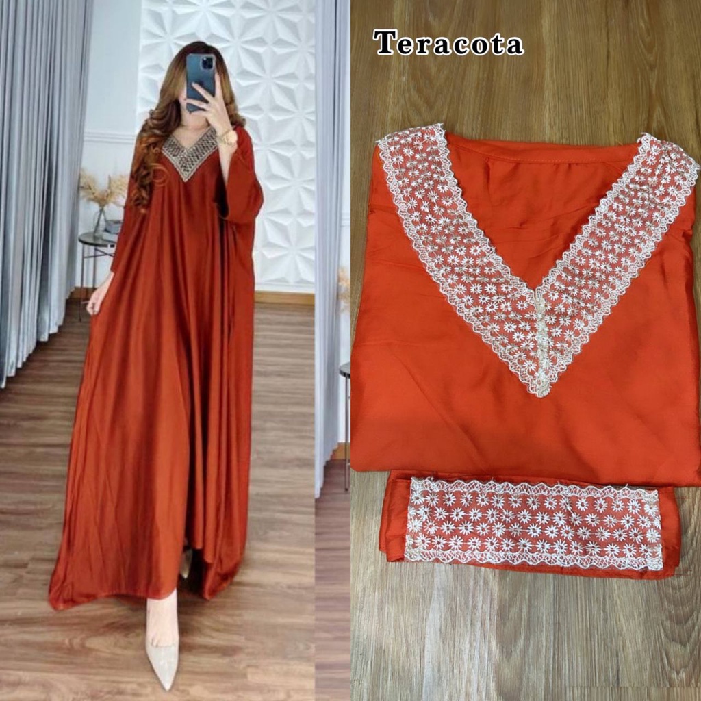 Kaftan Tsamira DST - Kaftan Arabian Polos Renda Free Belt Size Jumbo Lengan Panjang Rayon Diamond Kaftan Wanita