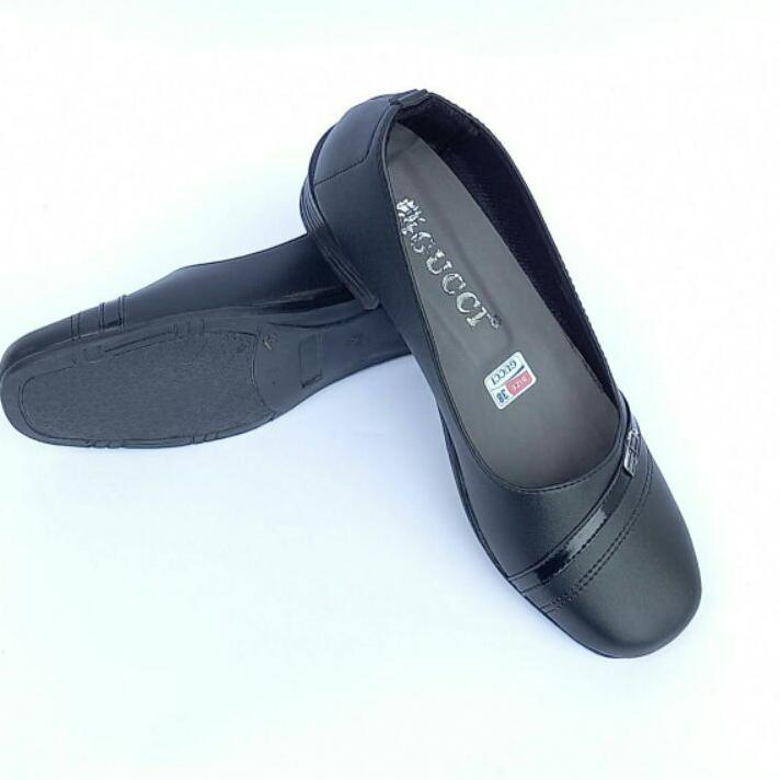 Serbuuuu.. Sepatu wanita pantofel hitam polos gucci hak 3cm // sepatu cewek pantofel hitam formal ke