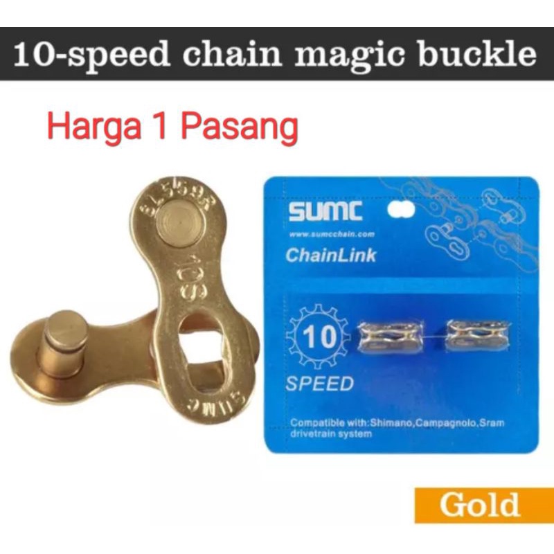 SUMC Sambungan Rantai 10 Speed Gold Missing Link 10 Speed Gold