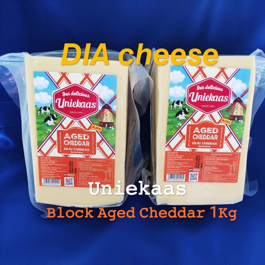 

Keju Natural Block Aged Cheddar 1 kg - Uniekaas HALAL