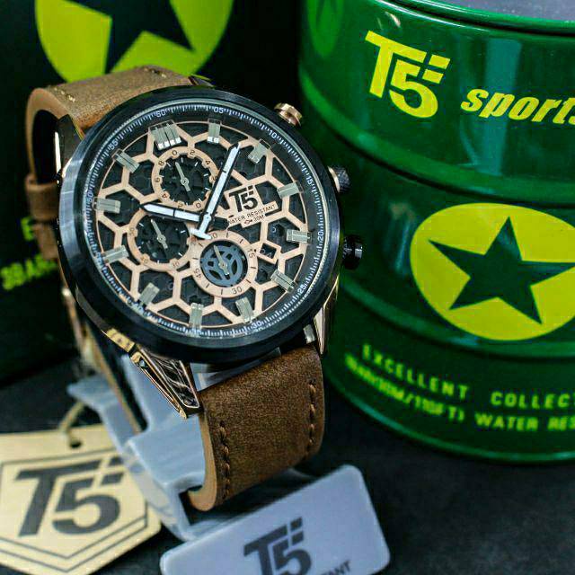 Jam Tangan Pria T5 H3737 T5 H 3737 chronograph original bergaransi free tin box