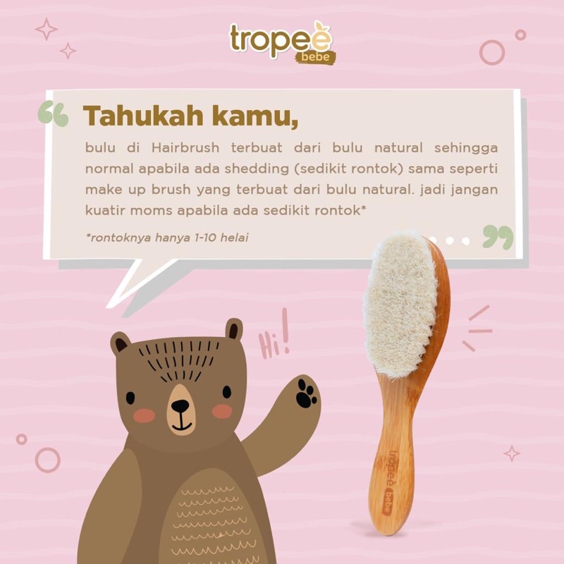 TROPEE BEBE SISIR BAMBOO PREMIUM HAIR BRUSH / COMB / SET Sisir Sikat Rambut Anak dari Bambu Asli