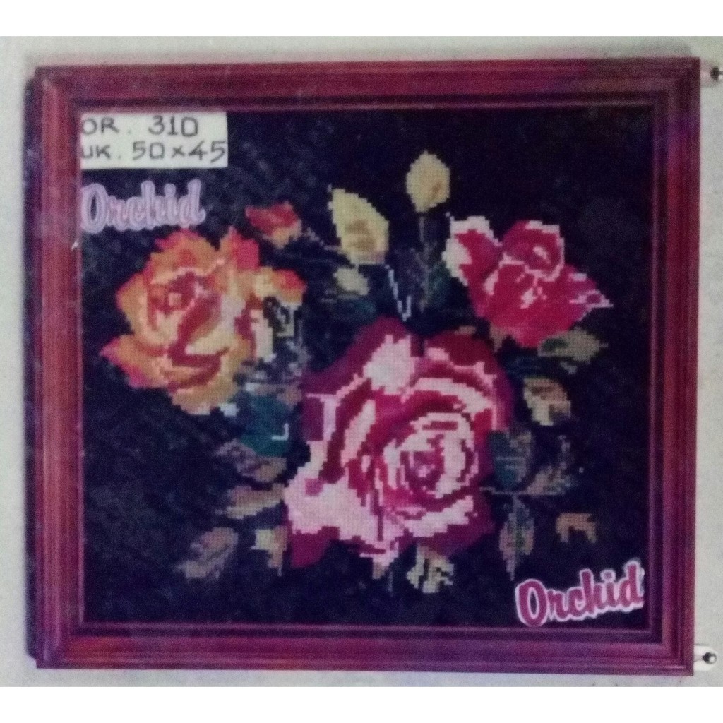 KRUISSTEEK KRISTIK ORCHID MOTIF BUNGA OR 310