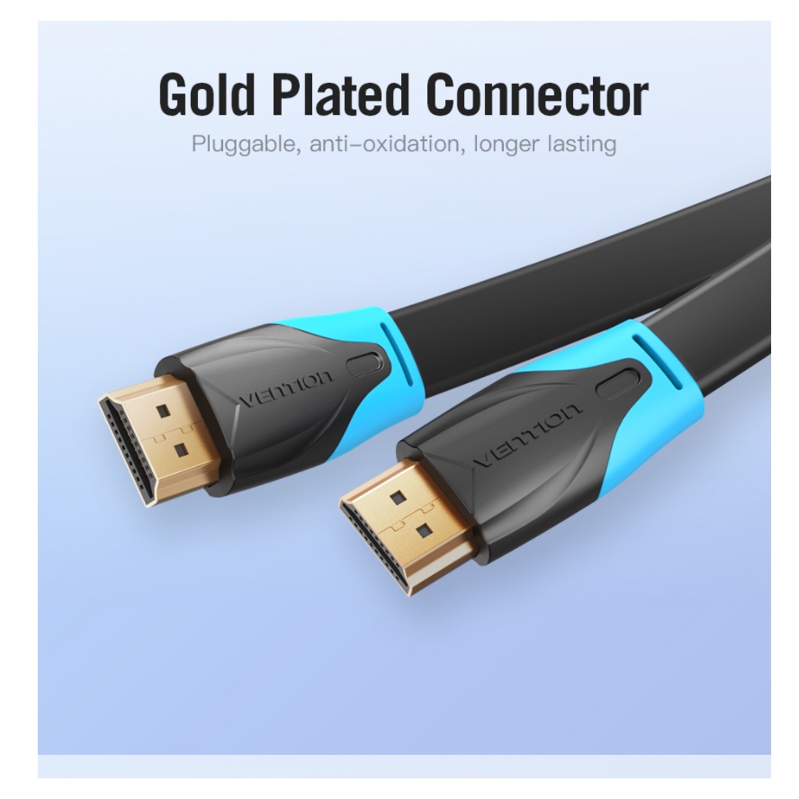 Vention Kabel Gold Plate HDMI Flat 2.0 4K Cable Male to Male 8m 10m