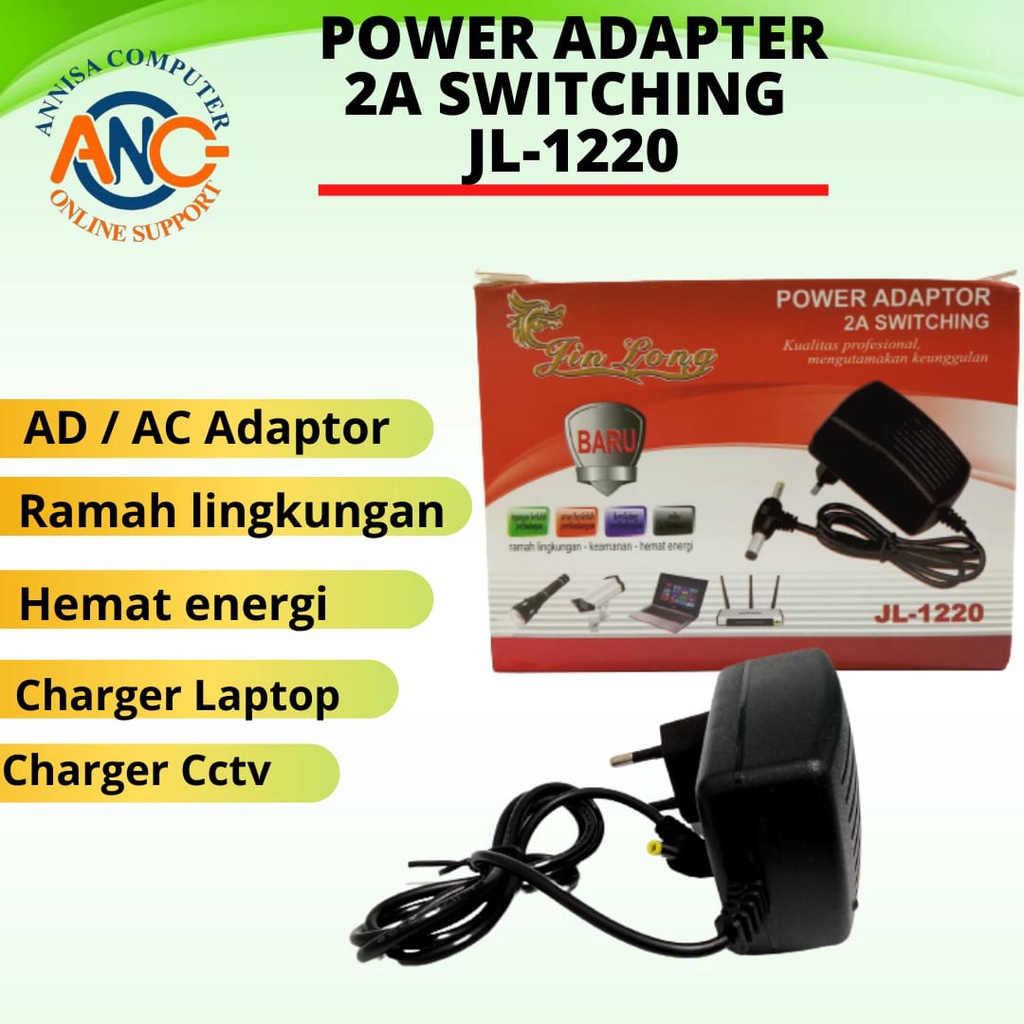 POWER ADAPTOR AC / DC 2A Switching JL - 1220 / Charger CCTV / Murah