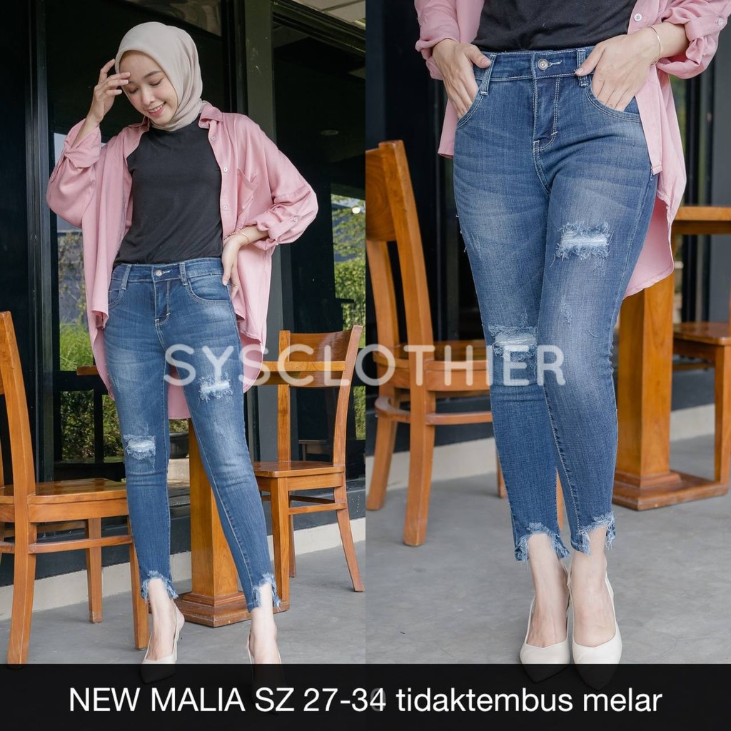 CELANA JEANS WANITA UKURAN NORMAL &amp; JUMBO 7/9 NEW MALIA