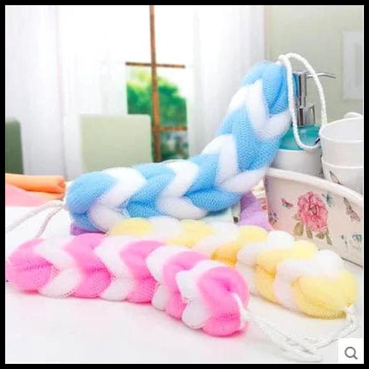 Size Besar /Busa Mandi Model Panjang Kepang - AC 102 - 30 cm Sikat Spon Spons Sponge sepon Mandi Gosok Penggosok Badan Punggung Perontok Daki Silikon Besar Panjang alat peralatan kamar untuk mandi loofah premium murah ajaib grosir