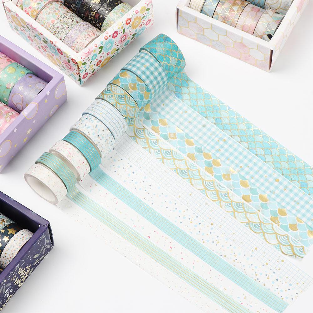 Nanas Washi Tape Bronzing Kombinasi Perlengkapan Sekolah Motif Bunga Diary Label Multi Warna Dekoratif Scrapbooking Stiker