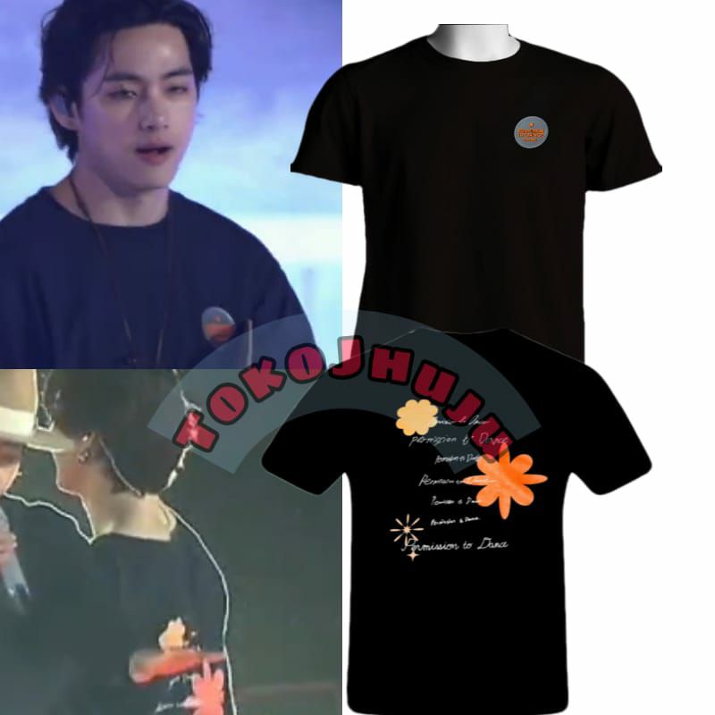 Baju Kaos BTS Taehyung Jimin Style Permission To Dance LOGO SILVER + Tulisan sambung belakang