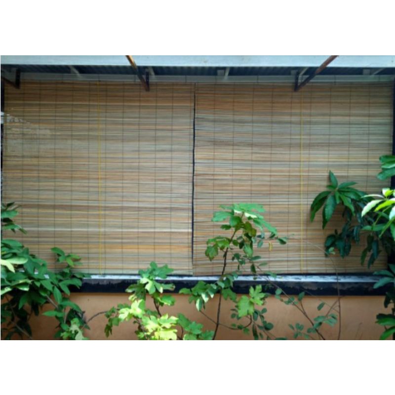 Tirai bambu vernis+tali pengulung dan katrol