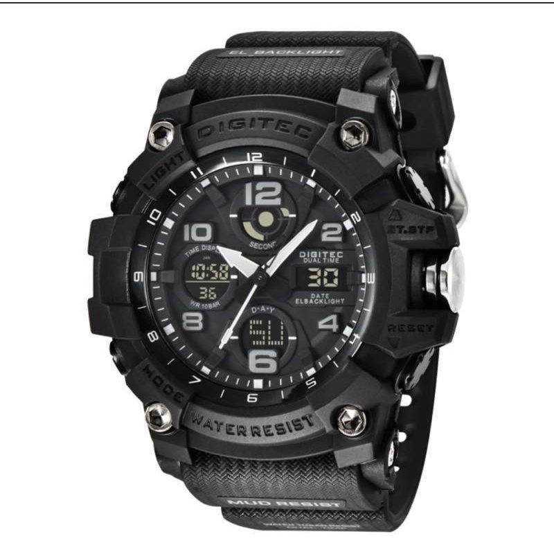 JAM TANGAN PRIA DIGITEC DA-2125 DA 2125 DG2125 HITAM DUAL TIME ORIGINAL WATER RESIST / OLAHRAGA SPOR