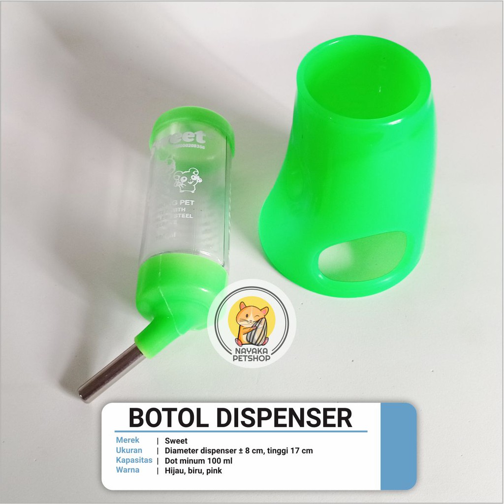 Sweet Dispenser Dot Botol 100 ml Tempat Minum Tidur Hewan Hamster Tupai Bajing Gerbil Tikus