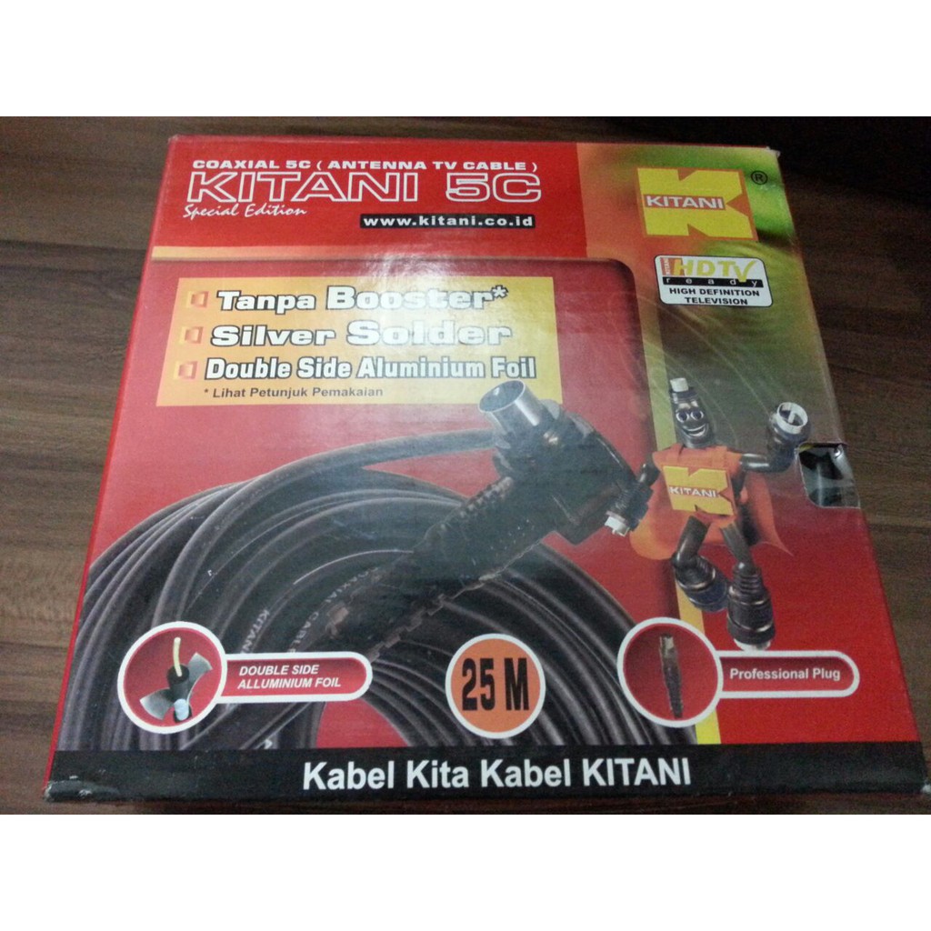 KABEL ANTENA TV tanpa booster Kitani 5C, panjang 25M Merk KITANI