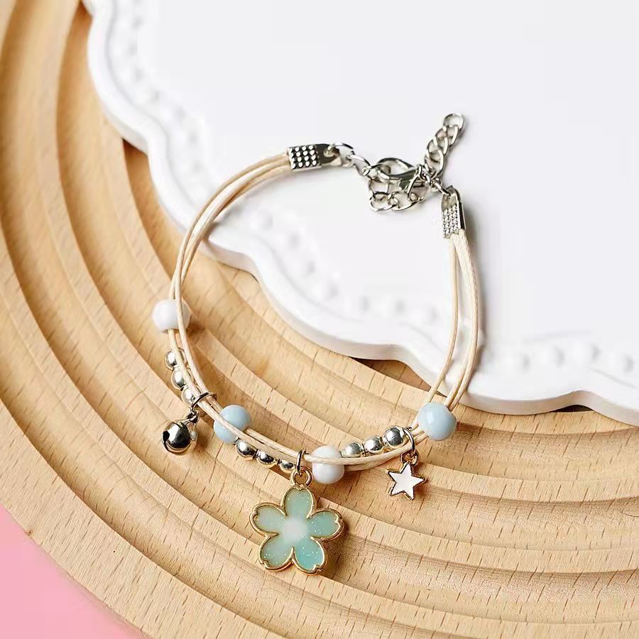 ED - GELANG TANGAN TALI KOREA MOTIF BUNGA / GELANG TALI KOREA BESTIE / BRACELET GELANG TANGAN COUPLE BESTIE-3