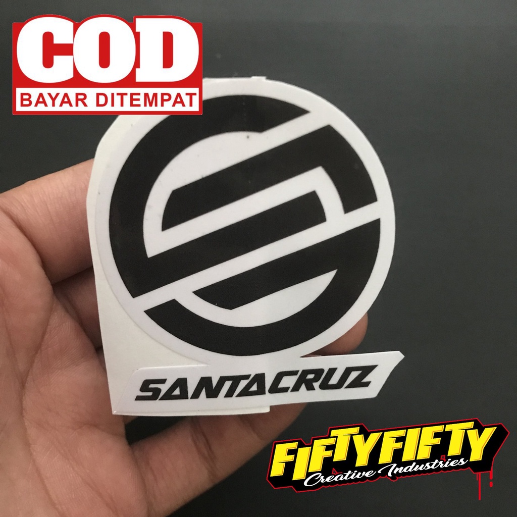 Stiker Print Cut SANTACRUZ LOGO Stiker Printing Laminasi Glossy Stiker Motor Mobil Helm Sudah Membentuk Pola Desain