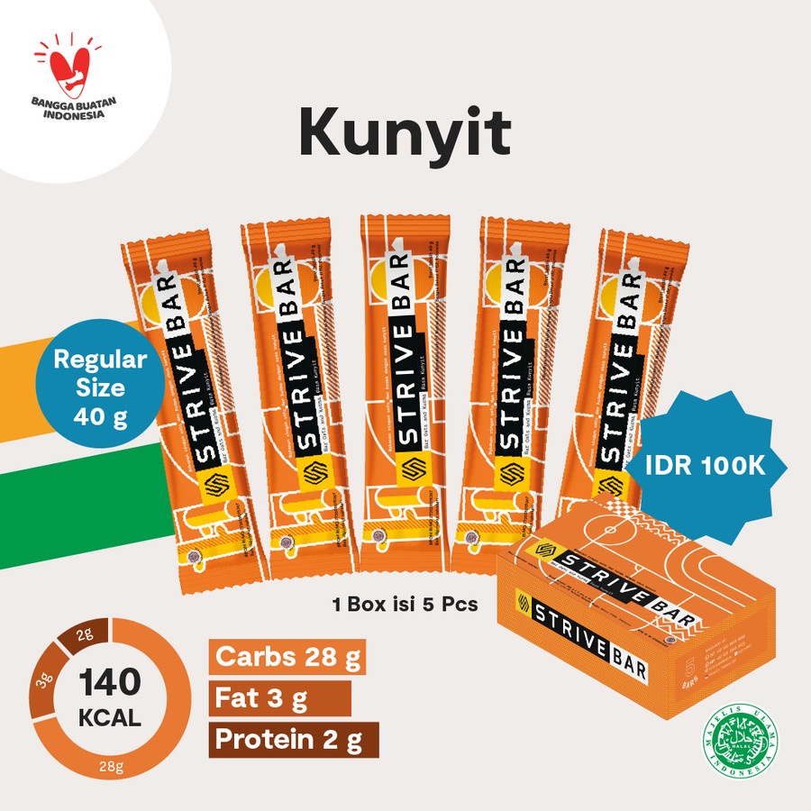 STRIVE BITE RASA KUNYIT ENERGY BAR 1BOX ISI 5PCS