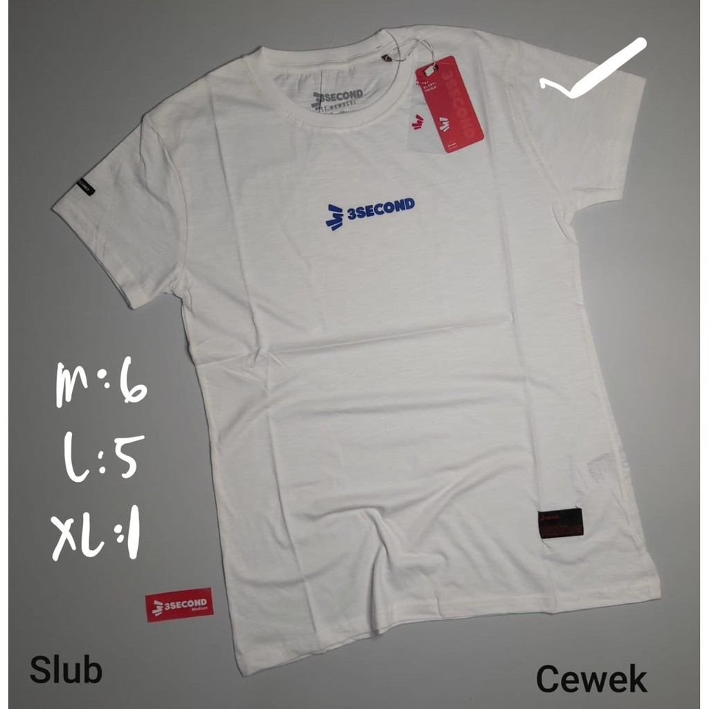 KAOS CEWEK 3SECOND SLUB PUTIH PREMIUM