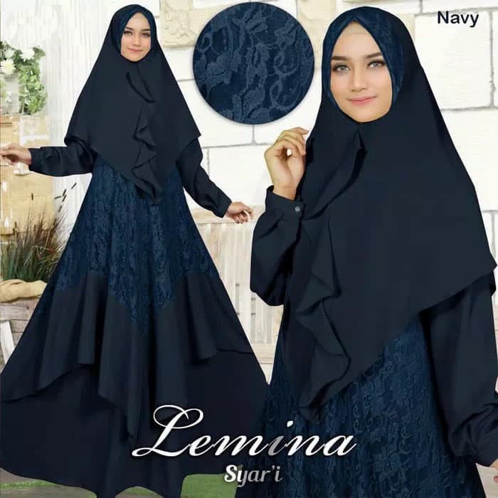 gamis pesta mewah lemina syari baju muslim umroh lebaran bagus murah