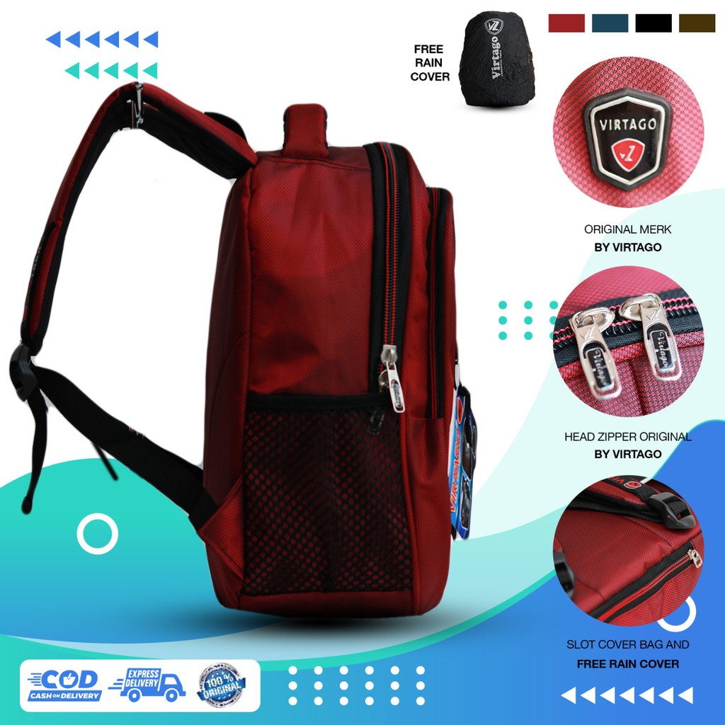 (Bisa COD) Tas Ransel Sekolah TK-SD-SMP Virtago Sport Original 100% | Unisex High Quality