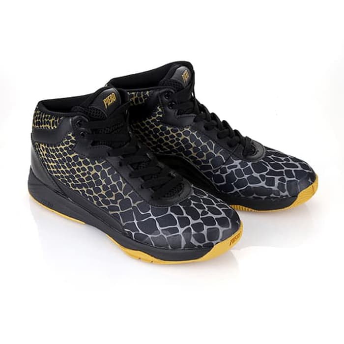 PIERO SEPATU BASKET DRAGO - BLACK/GOLD - Hitam, 38