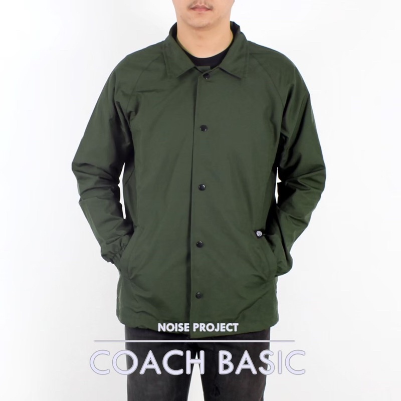 Jaket Coach Noise Project Jaket Coach Noise Basic Jaket Coach Polos Hijau Army