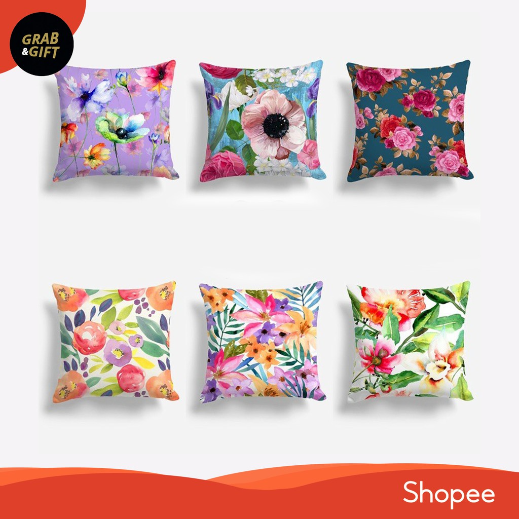 Bantal Sofa Floral 40x40 cm Flower Bunga Cushion Pillow