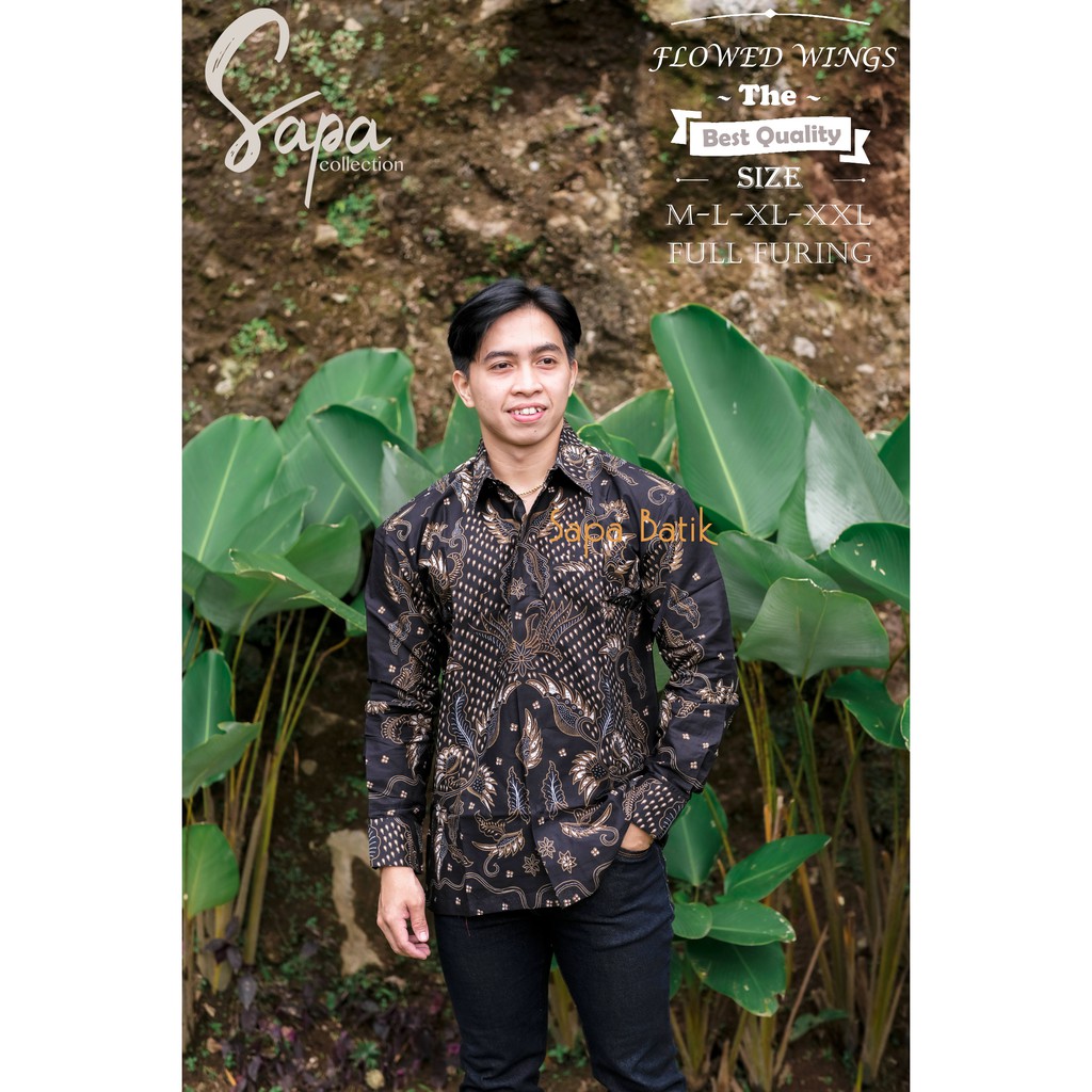 FLOWED WINGS Kemeja Batik Pria Lengan Panjang | Hem Batik Pria FULL FURING Batik SAPA