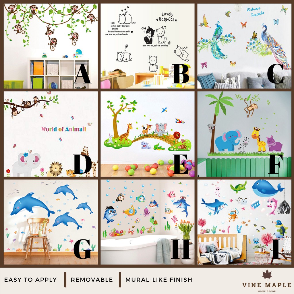 VineMaple Hewan Animal  Stiker Dinding Wall Sticker 