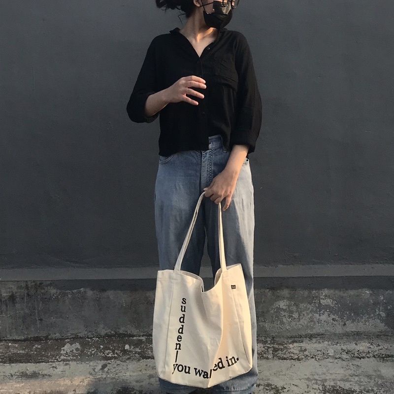 TOTEBAG KANVAS SUDDENLY YOU WALKED IN Size 45x34x15 cm