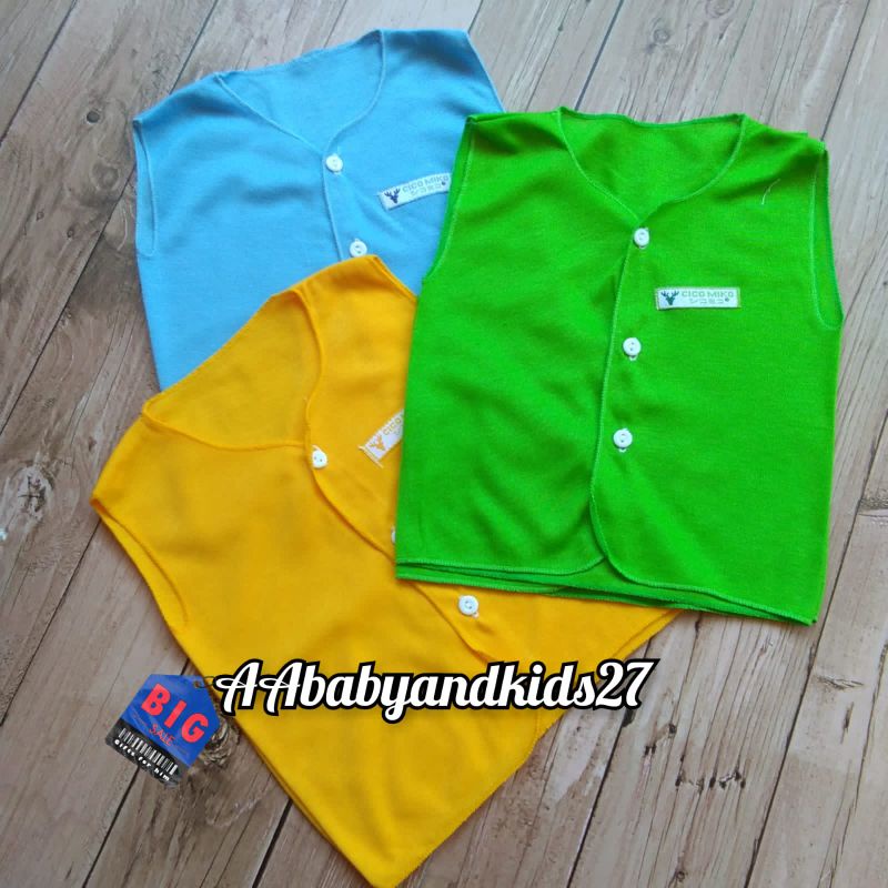 DAPAT 6PC!!! Cico Miko Baju Bayi Lengan Kutung Usia Newborn Bahan Halus Lembut dan SNI