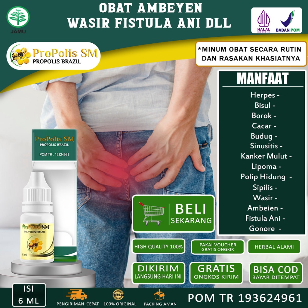 Obat Ambeyen Wasir ALergi Eksim Kering Borok Sipilis Benjolan Propolis SM Brazil Original 100% Asli 