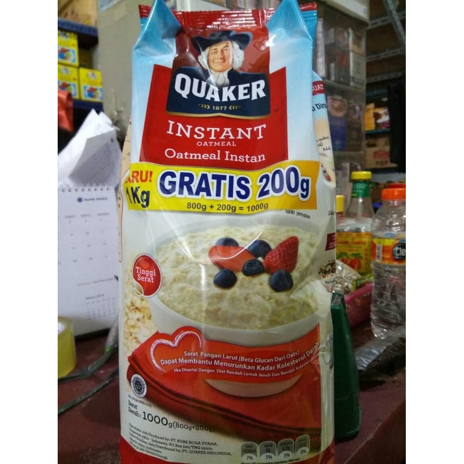 Quaker Oat Instan Oatmeal 800 Gr Bonus 200 Gr Oat Quaker Orangtua Indonesia