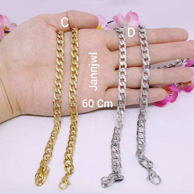 Kalung panjang besar titanium asli anti karat selamanya  pjg60Cm KP-40