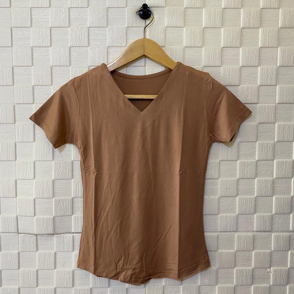 atasan polos vneck lengan pendek wanita/kaos vneck/atasan vneck/pakaian wanita/kaos polos/syafiqa-4