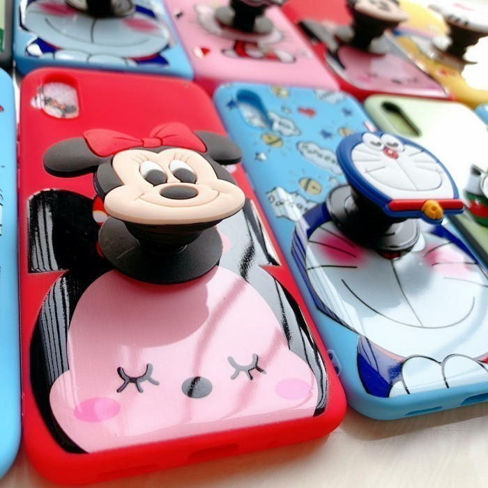 Case Kartun + Pop Socket Samsung A01 Core/A01/A21/A31/A51/A71/A20S/A21S/A30S/A50S