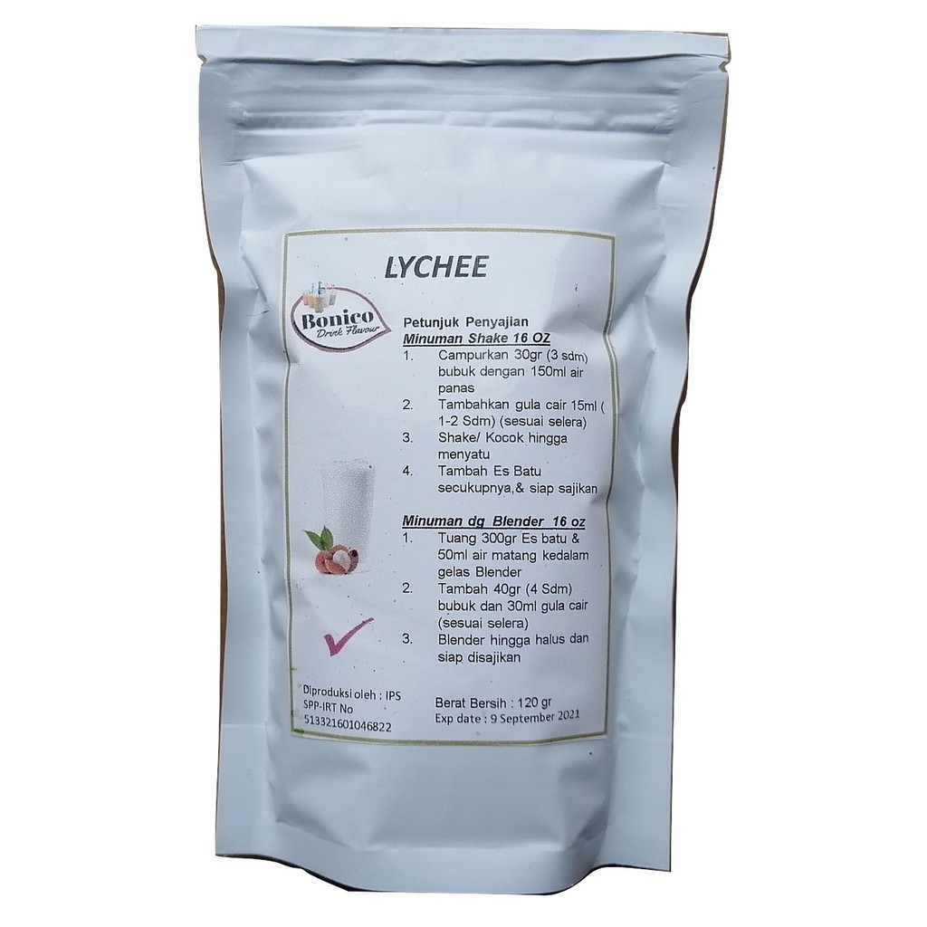 

BONICO LYCHEE 120gr Bubuk minuman kekinian Lychee milk shake LECI drink powder