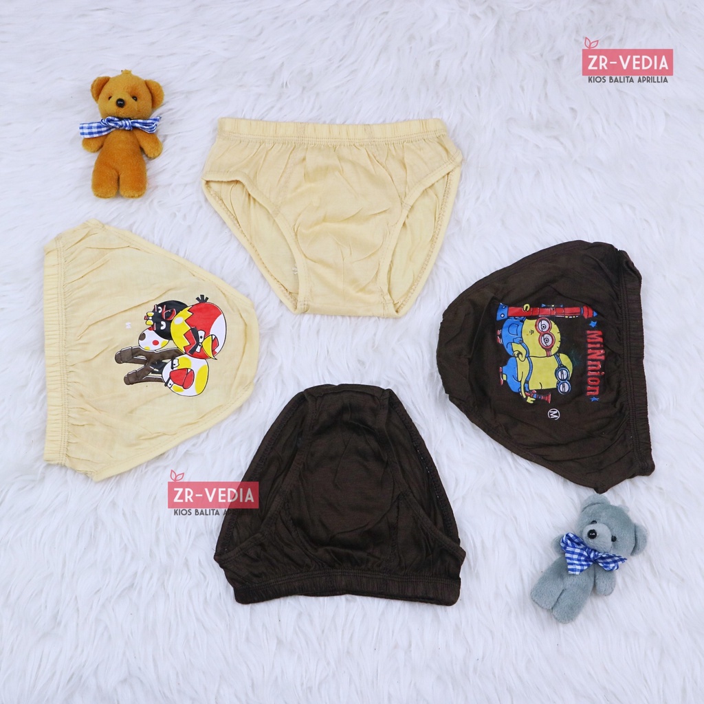 (ISI 6-12 PC) Celana Dalam uk 1-2 Tahun / Anak Cowok Bahan Katun CD Pakaian Dalam Underwear