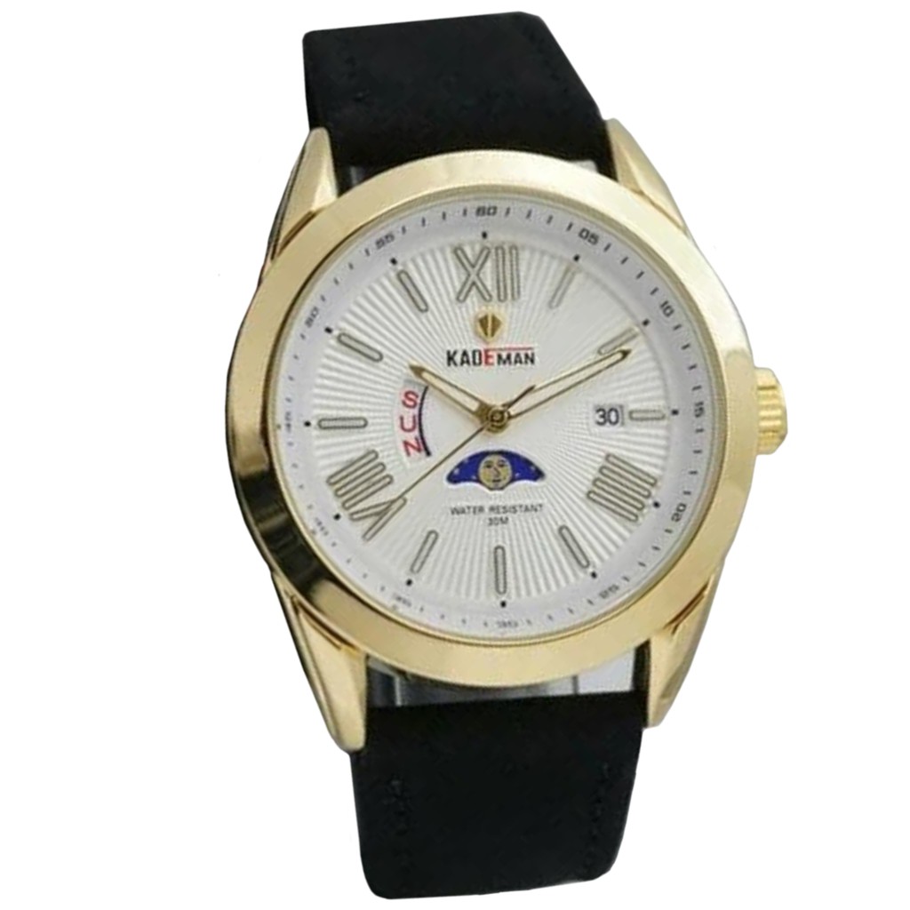 Kademan 6681 - Jam Tangan Casual Pria Murah Anti Air - Tali Kulit - Analog Quartz - Original