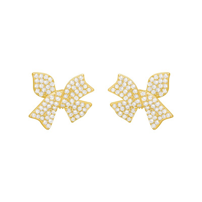 Korea luxury Tinggi rasa busur anting-anting anting-anting anggun online influencer perak pin anting