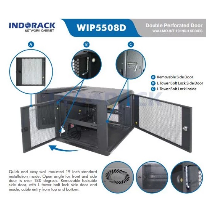 Wallmount Rack WIP5508D Rack Server 8U Single Perforated Door 19 inch Series