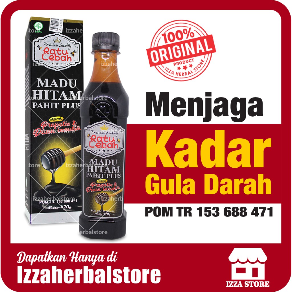 Madu Hitam Pahit Plus Propolis RATU LEBAH Menjaga Kadar Gula Darah OBAT DIABETES ORIGINAL ASLI BPOM