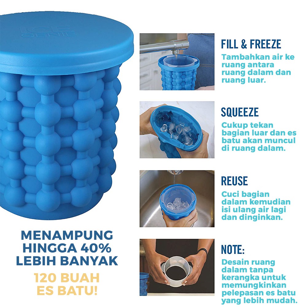 Alat Cetakan Es Batu Silikon / Ice Cube Maker / Pembuat Es Batu dan tempat penahan dingin