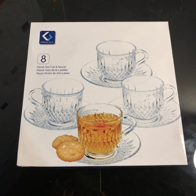 TEA CUP + SAUCER / cangkir kaca set / cangkir + tatakan satu set / gelas kado / kado nikah / cangkir