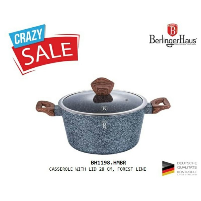 Berlinger Haus Panci sultan Besar Caserolle 28 cm with Lid Forest Line / Panci granit/ Blauman