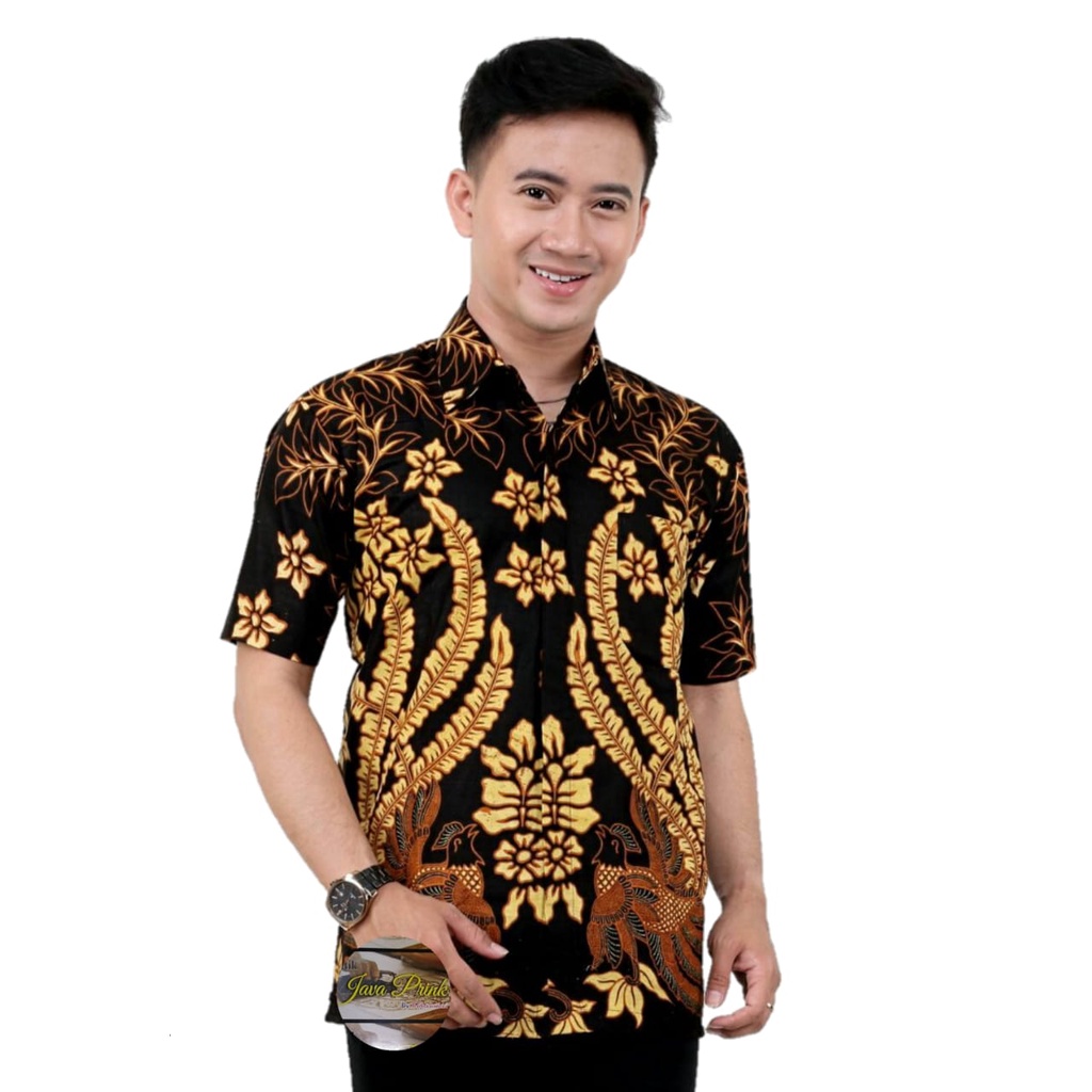 BSWART Batik HRB026 Kenongo Hem Pendek Padi Pekalongan M L XL XXL Batik Pria MURAH Modern Grosir-NO:2