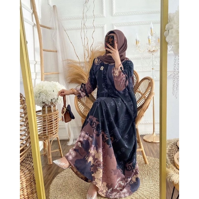 Gamis Maxmara Prada Crepe Safira Serut Mewah M/L/XL/XXL/JUMBO Premium Gamis Kondangan Terbaru