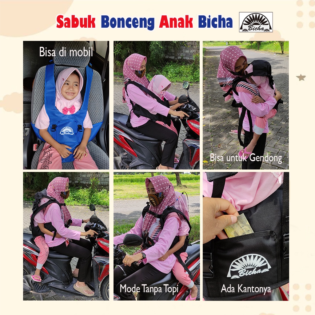 Promo produsen sabuk Bicha multifungsi 3in1 sabuk bonceng anak sabuk motor